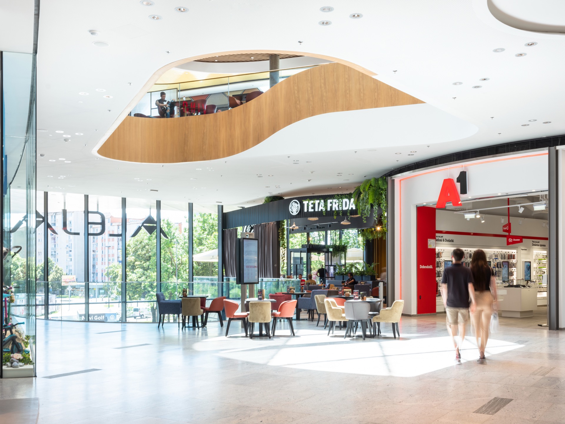 The sculptural timber atrium